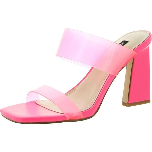 Nine West Shoes - Nine West Womens Instaa 3 Pink Reflective Square Toe Heel Sandals  Shoes NWT